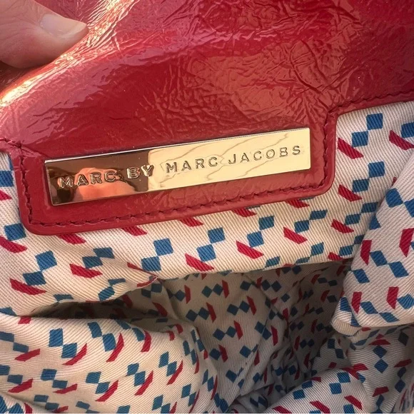 Marc Jacobs Pink Patent Leather Super K Tote Bag Purse Slouchy Y2K Bottom Zip